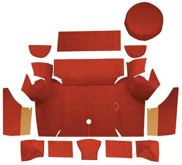 A4075A49 Nylon Loop Trunk Carpet Set With Boards 1967-68 Mustang Coupe; Emberglow