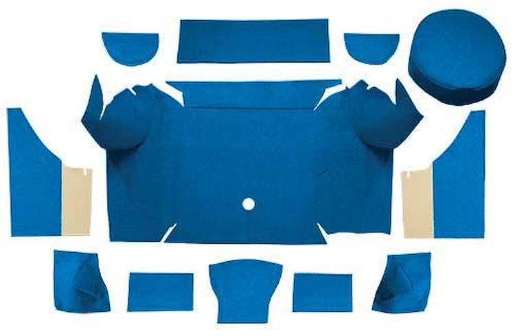 A4079A41 Nylon Loop Trunk Carpet Set With Boards 1967-68 Mustang Convertible; Medium Blue