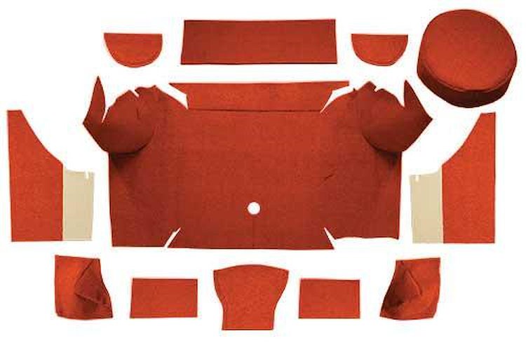 A4079A49 1967-68 Mustang Convertible Nylon; Loop Trunk Carpet Set w/ Boards; Emberglow