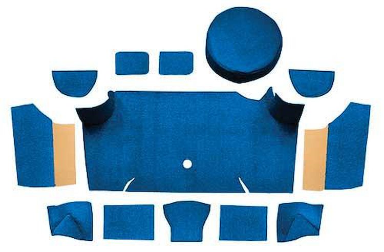 A4083A41 Nylon Trunk Carpet Kit With Boards 1967-68 Mustang Fastback; Medium Blue