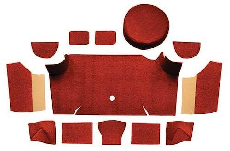 A4083A49 1967-68 Mustang Fastback Nylon; Loop Trunk Carpet Set w/ Boards; Emberglow