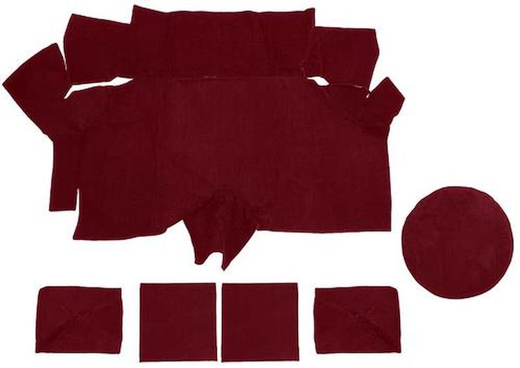 A4087A02 Nylon Loop Trunk Carpet Set With Boards 1969-70 Mustang Fastback; Red