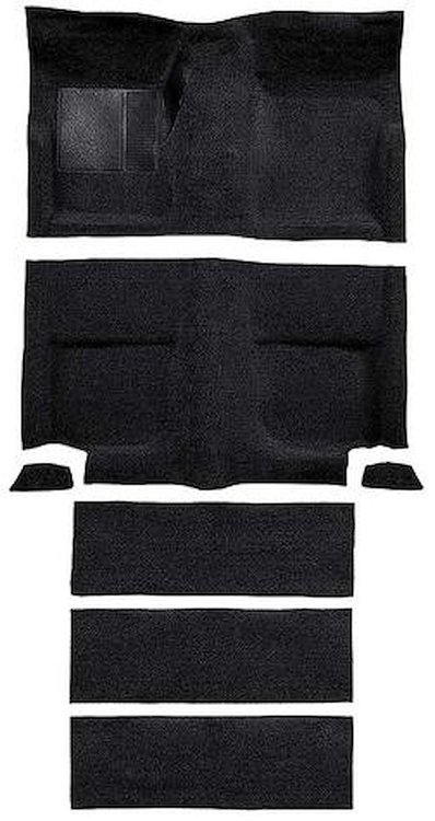 A4099A01 Nylon Loop Floor and Fold Down Seat Carpet Set 1965-68 Mustang Fastback; Black