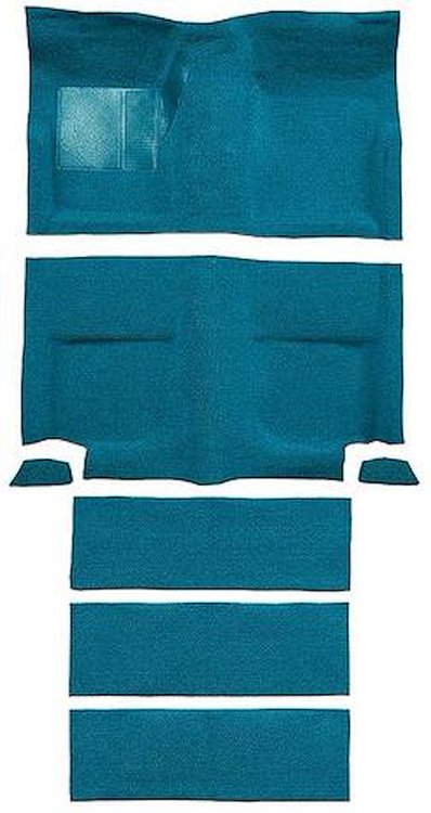 A4099A06 Molded Carpet Set 1965-68 Mustang; Fastback; Nylon Loop; Floor and Fold Down Seat; Aqua