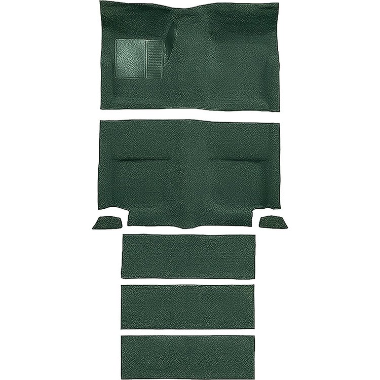 A4099A13 Molded Carpet Set 1965-68 Mustang; Fastback; Nylon Loop; Floor and Fold Down Seat; Dark Green