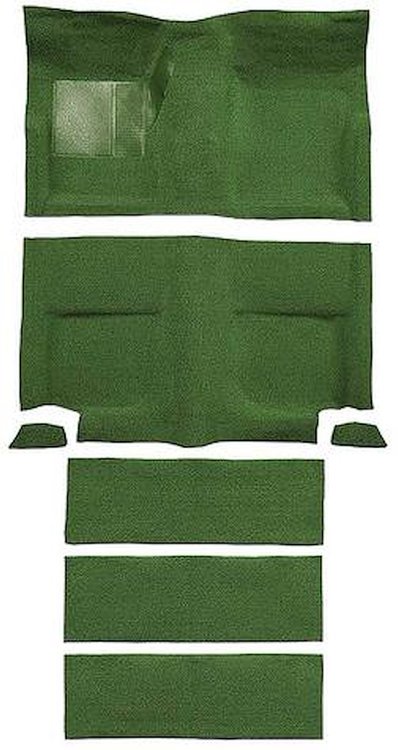 A4099A19 Molded Carpet Set 1965-68 Mustang; Fastback; Nylon Loop; Floor and Fold Down Seat; Moss Green