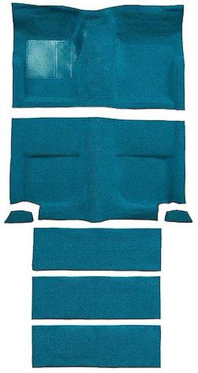 A4099B06 Nylon Loop Floor and Fold Down Carpet Set With Mass Backing 1965-68 Mustang Fastback; Aqua