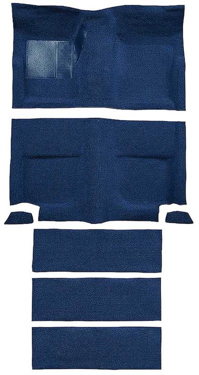 A4099B12 Nylon Loop Floor and Fold Down Carpet Set With Mass Backing 1965-68 Mustang Fastback; Dark Blue