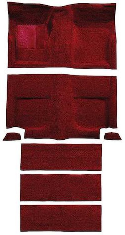 A4099B15 Nylon Loop Floor and Fold Down Carpet Set With Mass Backing 1965-68 Mustang Fastback; Maroon