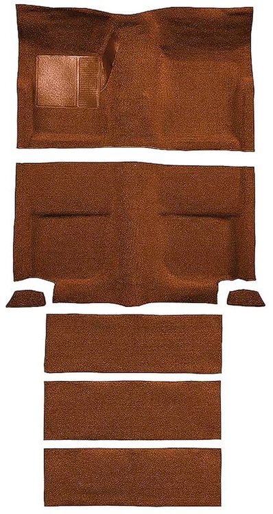 A4099B24 Nylon Loop Floor and Fold Down Carpet Set With Mass Backing 1965-68 Mustang Fastback; Saddle