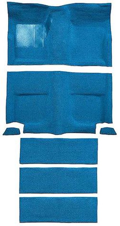 A4099B31 Nylon Loop Floor and Fold Down Carpet Set With Mass Backing 1965-68 Mustang Fastback; Light Blue