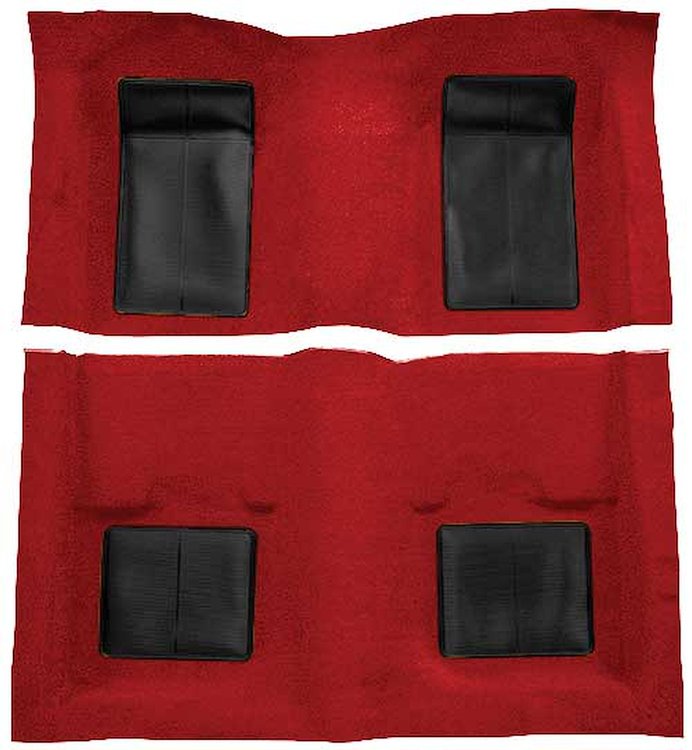 A4101A02 Passenger Area Nylon Loop Floor Carpet 1969 Mustang Mach 1; Red With Black Inserts