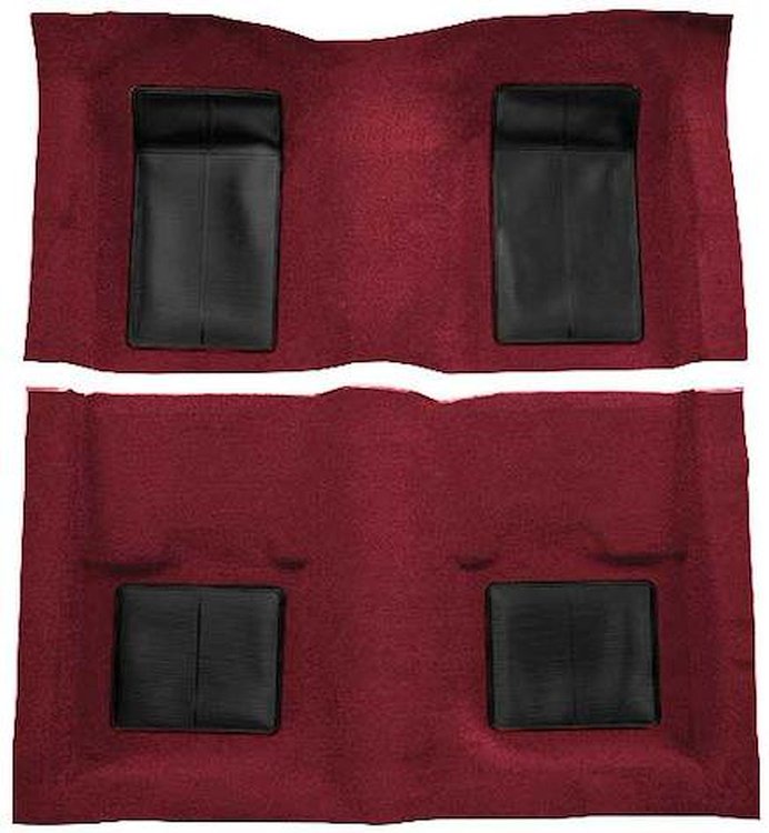 A4101A15 Passenger Area Nylon Loop Floor Carpet 1969 Mustang Mach 1; Maroon With Black Inserts