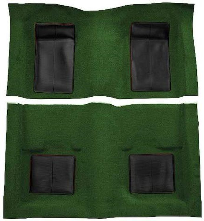 A4101A39 Passenger Area Nylon Loop Floor Carpet 1969 Mustang Mach 1; Green With Black Inserts