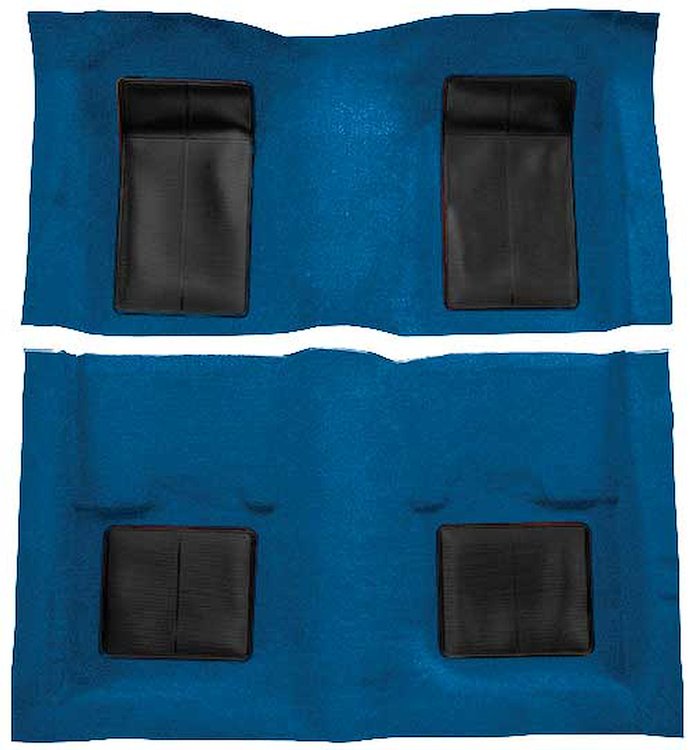 A4101A41 Passenger Area Nylon Loop Floor Carpet 1969 Mustang Mach 1; Medium Blue With Black Inserts