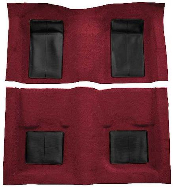 A4101B15 Nylon Loop Floor Carpet With Mass Backing 1969 Mustang Mach 1; Maroon Carpet/Black Inserts