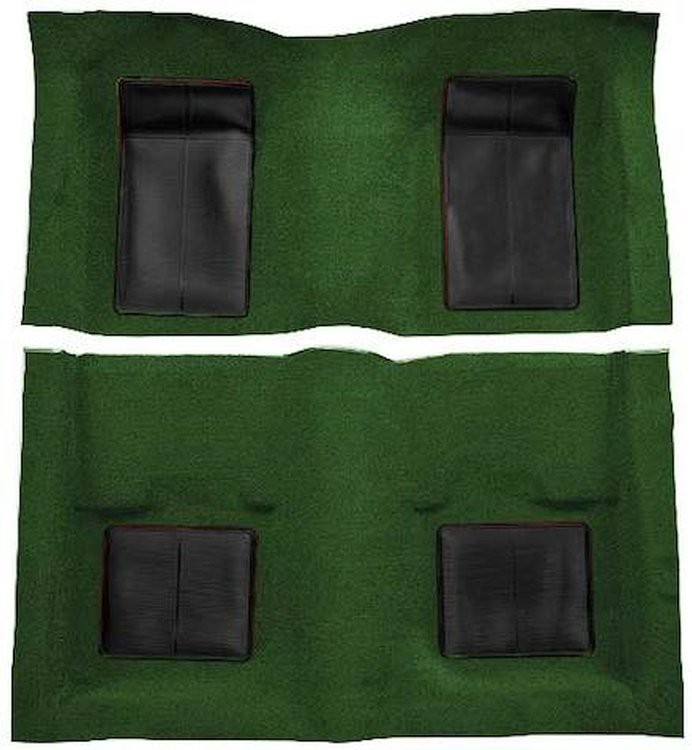 A4101B39 Nylon Loop Floor Carpet With Mass Backing 1969 Mustang Mach 1; Green Carpet/Black Inserts