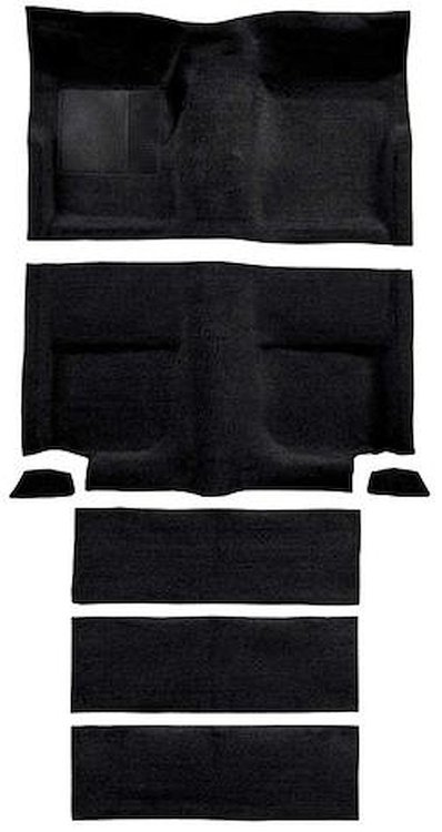A4102A01 Passenger Area and Rear Fold Down Seat Loop Carpet Set 1965-68 Mustang Fastback; Black