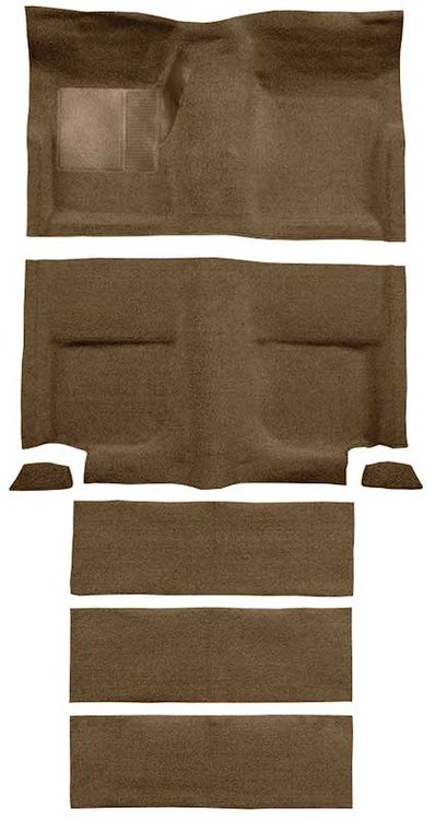 A4102A69 Passenger Area and Rear Fold Down Seat Loop Carpet Set 1965-68 Mustang Fastback; Medium Saddle