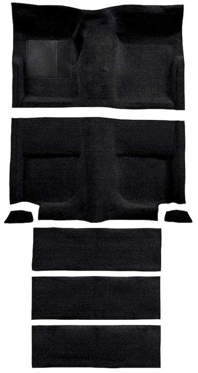 A4102B01 Loop Floor and Fold Down Seat Carpet Set With Mass Backing 1965-68 Mustang Fastback; Black