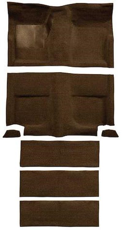 A4102B18 Loop Floor and Fold Down Seat Carpet Set With Mass Backing 1965-68 Mustang Fastback; Dark Saddle
