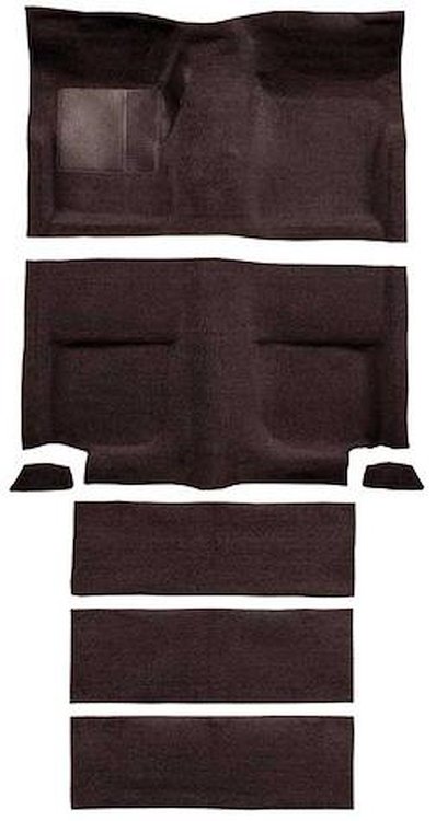 A4102B30 Loop Floor and Fold Down Seat Carpet Set With Mass Backing 1965-68 Mustang; Dark Brown