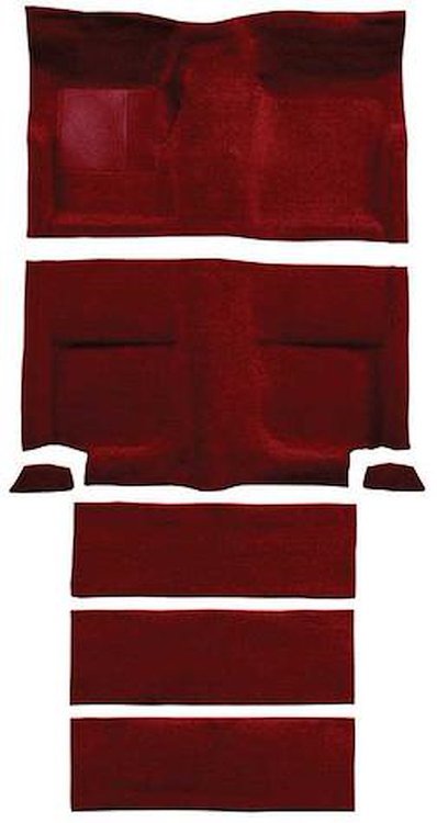A4102B49 Loop Floor and Fold Down Seat Carpet Set With Mass Backing 1965-68 Mustang Fastback; Emberglow