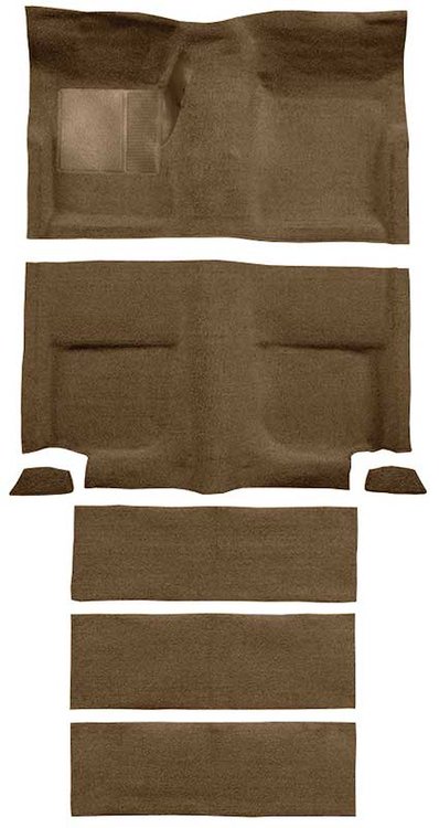 A4102B69 Loop Floor and Fold Down Seat Carpet Set With Mass Backing 1965-68 Mustang Fastback; Medium Saddle