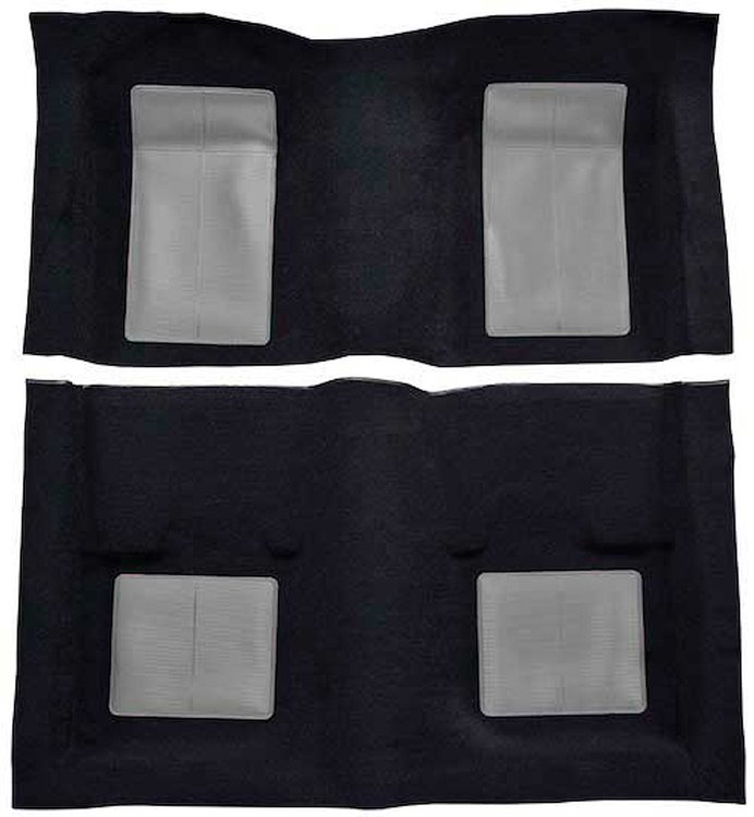 A4103A01 Passenger Area Nylon Loop Floor Carpet 1969 Mustang Mach 1; Black With Gray Inserts