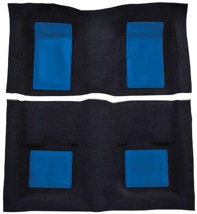 A4103A12 Passenger Area Nylon Loop Floor Carpet 1969 Mustang Mach 1; Black With Dark Blue Inserts
