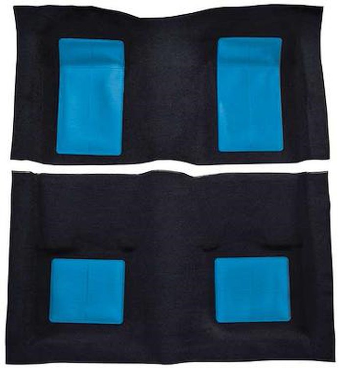 A4103A41 Passenger Area Nylon Loop Floor Carpet 1969 Mustang Mach 1; Black With Medium Blue Inserts