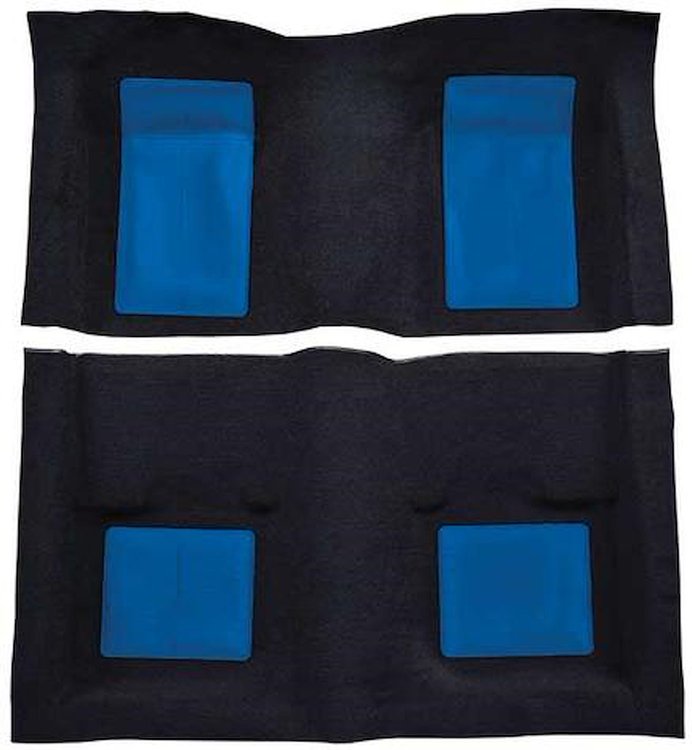 A4103B12 Nylon Loop Floor Carpet With Mass Backing 1969 Mustang Mach 1; Black Carpet/Dark Blue Inserts
