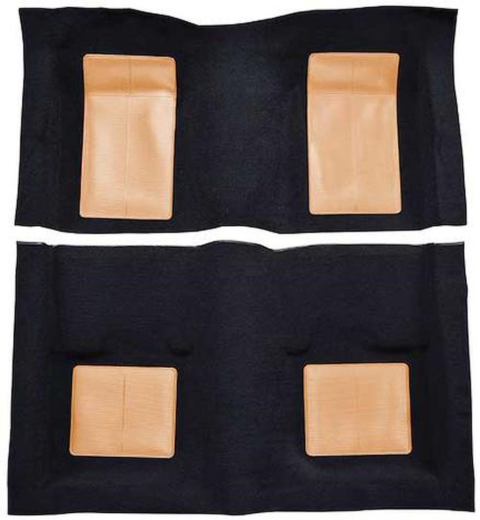 A4103B29 Nylon Loop Floor Carpet With Mass Backing 1969 Mustang Mach 1; Black Carpet/Ginger Inserts
