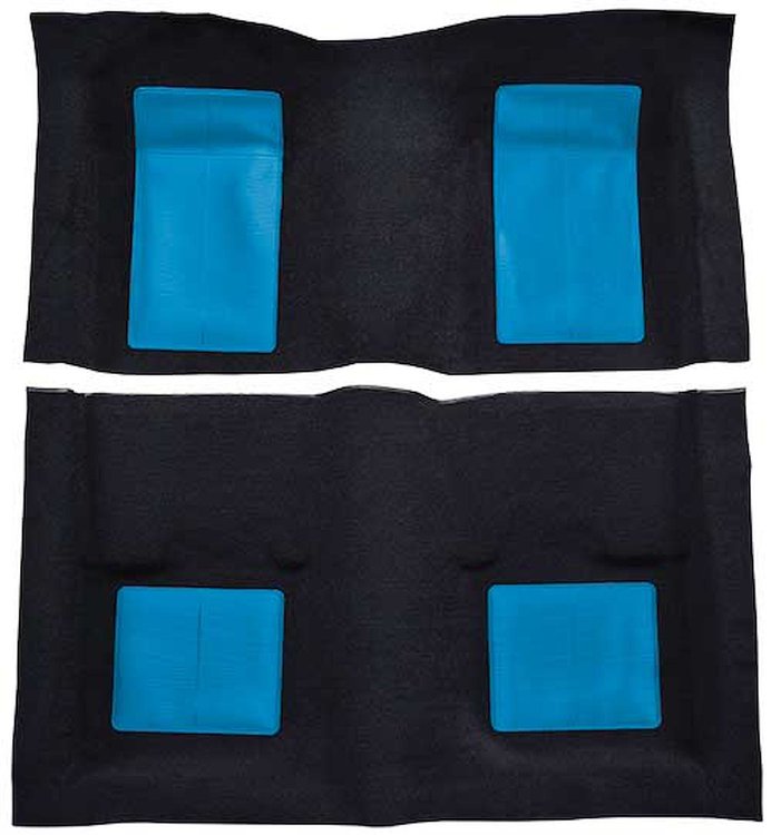 A4103B41 Nylon Loop Floor Carpet With Mass Backing 1969 Mustang Mach 1; Black Carpet/Medium Blue Inserts