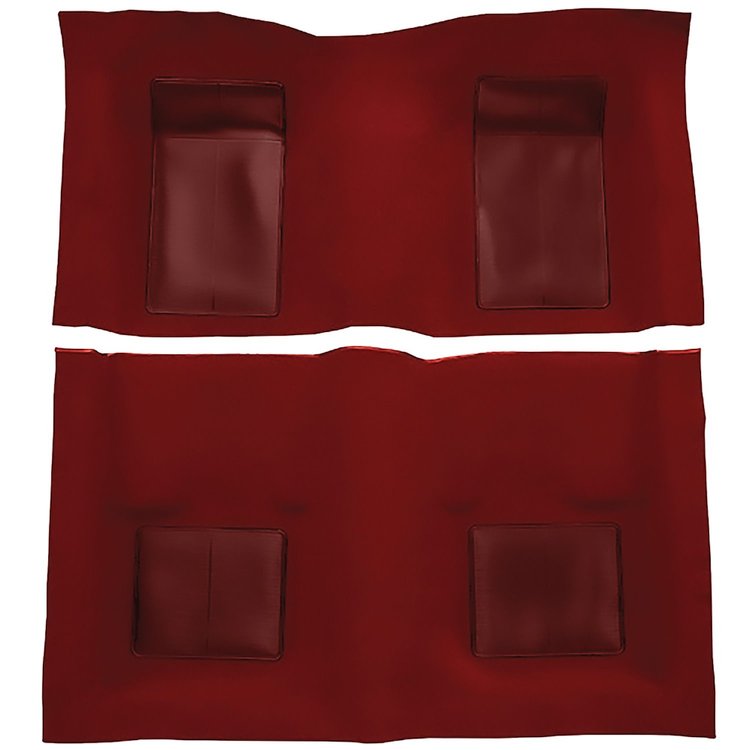 A4105A02 Passenger Area Nylon Loop Carpet Set 1969 Mustang Mach 1; Red Carpet With Red Inserts