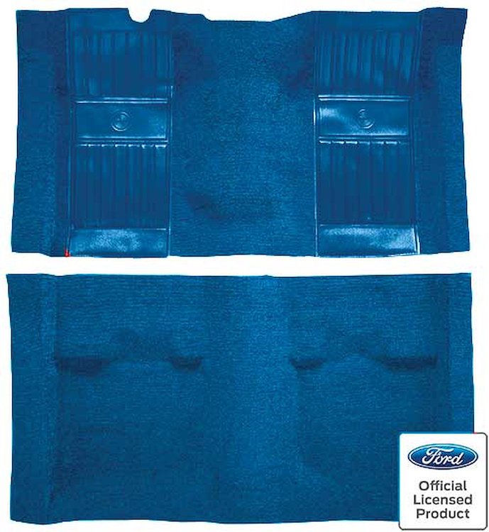 A4105B41 Nylon Loop Floor Carpet With Mass Backing 1969 Mustang Mach 1; Medium Blue/Medium Blue Inserts