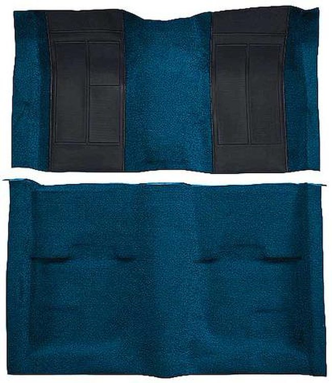 A4107A12 Passenger Area Nylon Loop Carpet Set 1970 Mustang Mach 1; Dark Blue Carpet With Black Inserts