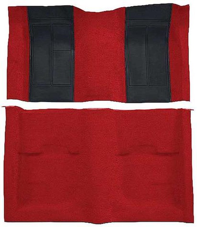 A4107B02 Nylon Loop Floor Carpet With Mass Backing 1970 Mustang Mach 1; Red/Black Inserts
