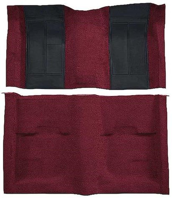 A4107B15 Nylon Loop Floor Carpet With Mass Backing 1970 Mustang Mach 1; Maroon/Black Inserts