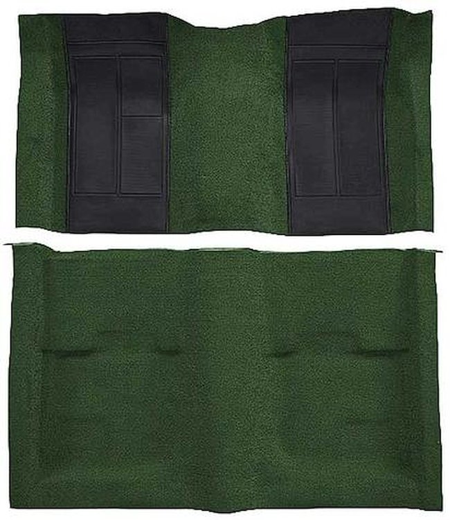 A4107B39 Nylon Loop Floor Carpet With Mass Backing 1970 Mustang Mach 1; Green/Black Inserts