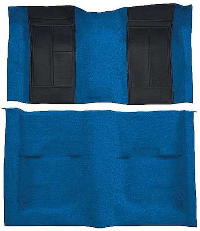 A4107B41 Nylon Loop Floor Carpet With Mass Backing 1970 Mustang Mach 1; Medium Blue/Black Inserts