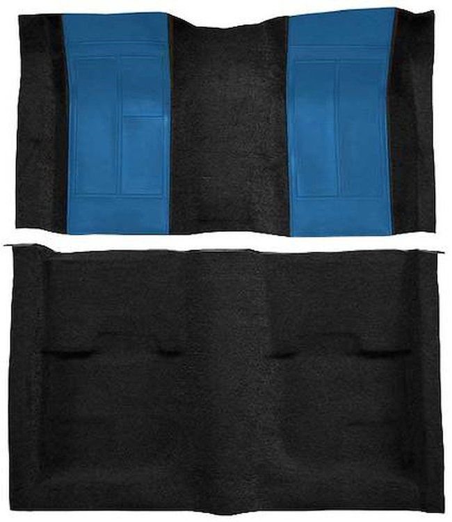 A4109A41 Passenger Area Nylon Loop Floor Carpet 1970 Mustang Mach 1; Black Carpet With Medium Blue Inserts