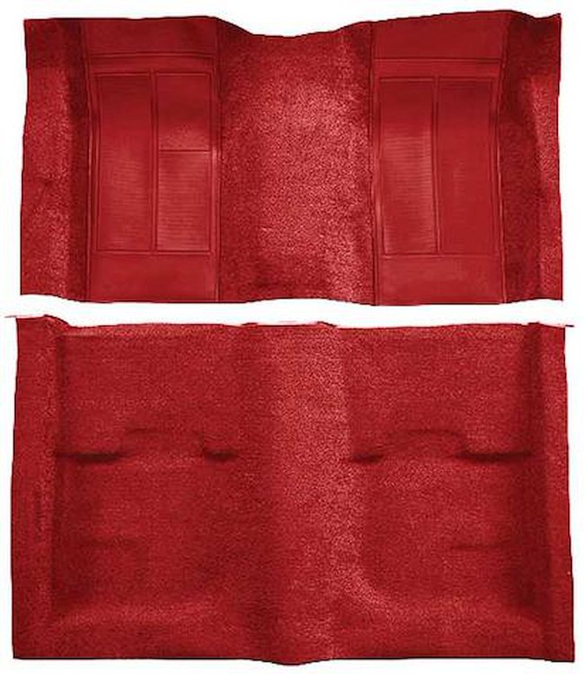 A4113A02 Passenger Area Nylon Loop Floor Carpet Set 1970 Mustang Mach 1; Red Carpet With Red Inserts
