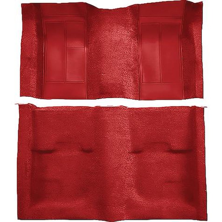 A4113B02 Nylon Loop Floor Carpet With Mass Backing 1970 Mustang Mach 1; Red Carpet/Red Inserts