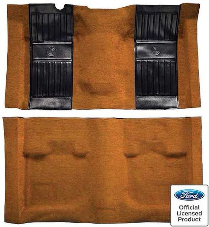 A4115A69 Passenger Area Nylon Loop Floor Carpet 1971-73 Mustang Mach 1-Medium Saddle/Black Pony Inserts