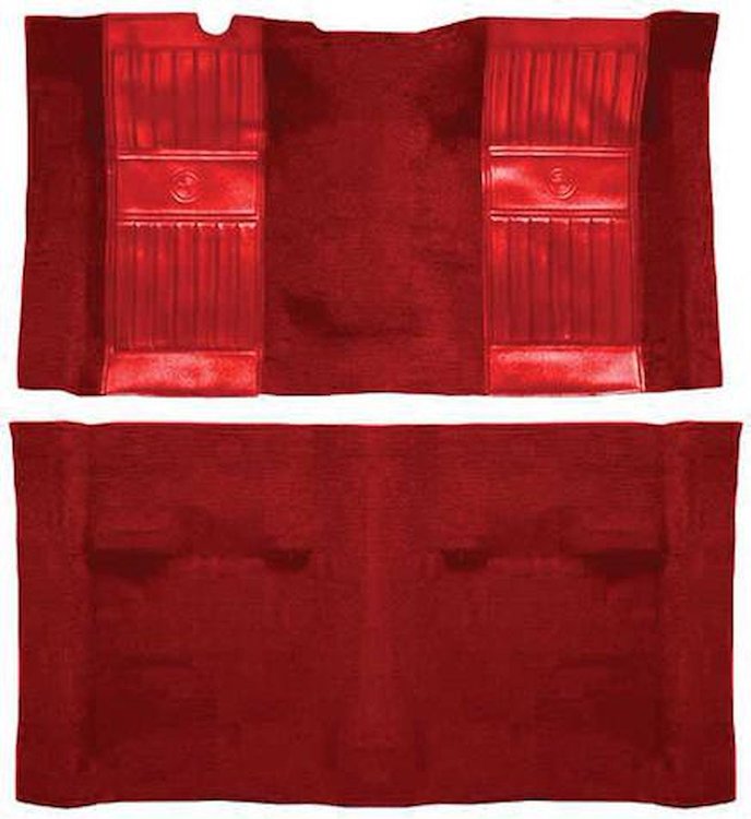 A4119A02 Passenger Area Nylon Loop Floor Carpet 1971-73 Mustang Mach 1; Medium Red With Red Pony Inserts