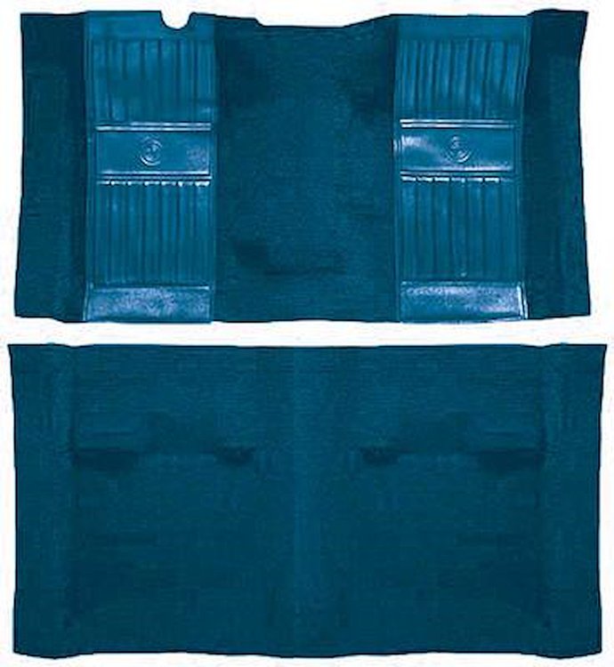 A4119A41 Passenger Area Nylon Loop Floor Carpet 1971-73 Mustang Mach 1; Medium Blue/Medium Blue Pony Inserts