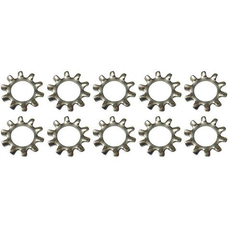 A5256K External Tooth Lock Washer, 3/8" ID, Zinc Plated, 10 Piece Set