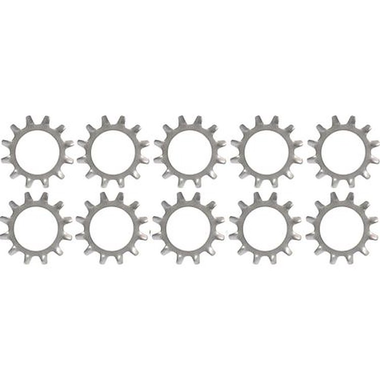A5257K External Tooth Lock Washer, 7/16" ID, Zinc Plated, 10 Piece Set
