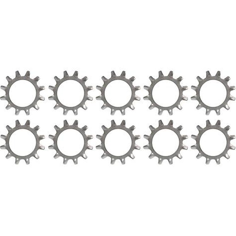 A5258K External Tooth Lock Washer, 1/2" ID, Zinc Plated, 10 Piece Set